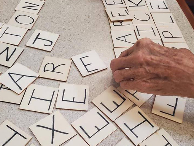 Heather, COTA in Springfield, MO, made 2-inch wooden tile letters in therapy so the residents with low vision will be bale to play Scrabble. Sometimes it's the little things that make the biggest difference!